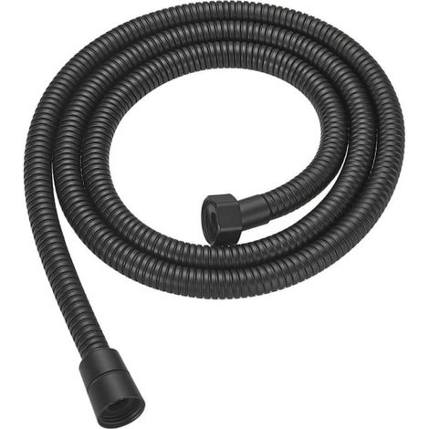 Flexible de douche en acier inoxydable, de couleur noire, pour douchette et installation dans la salle de bain.-AquaForge (1/5)