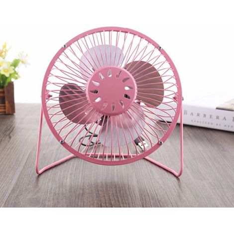 Ventilateur de bureau mini 4 pouces rose, petit ventilateur personnel en métal, circulateur d'air compact rechargeable USB pour le refroidissement (1/2)