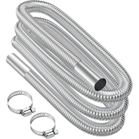 Tuyau d'échappement, 300 cm Portable Flexible Tuyau d'échappement en Acier Inoxydable avec 2 Colliers en Acier IOnoxydable, Tuyau d'Echappement de Voiture(25mm) pour Chauffage Diesel Voiture
