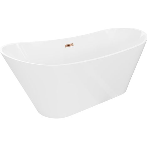 Mexen Dora vasca da bagno freestanding 150 x 75 cm, bianca, troppo pieno oro rosa - 52071507500-60 (1/3)