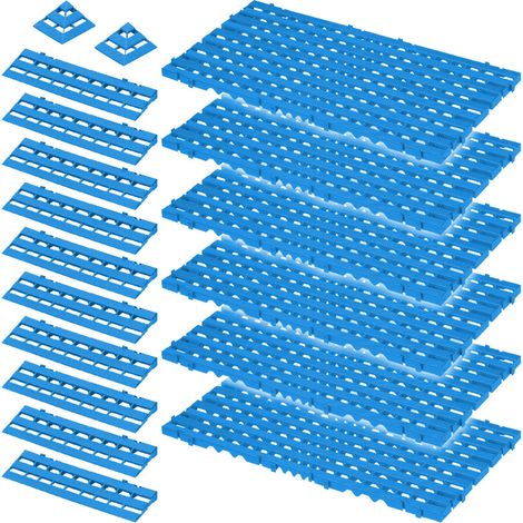 BRB Lot de 18 tapis de sol en plastique PE-HD de 2,4 m² Bleu (1/3)