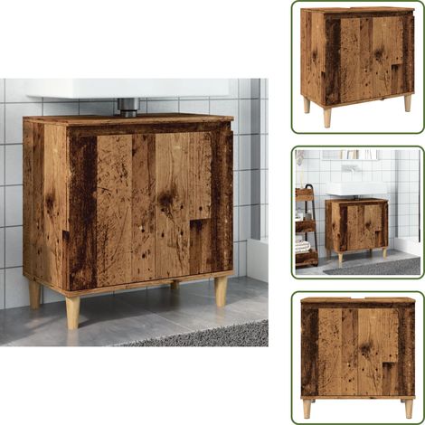 The Living Store Mueble de lavabo madera de ingeniería envejecida 58x33x60 cm - Mueble de lavabo