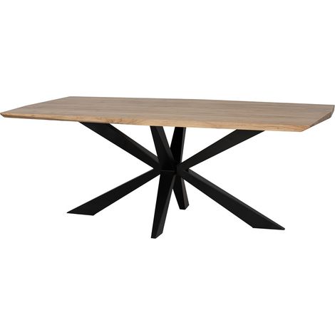 Mesa de comedor borde conico de madera de acacia natural 200x100x76 (1/4)