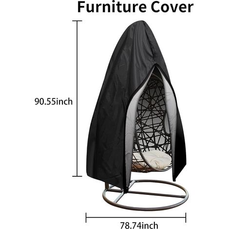 Housse pour fauteuil suspendu en forme d'œuf, 230 x 200 cm, en tissu Oxford 210D, imperméable, coupe-vent et anti-poussière. (1/3)
