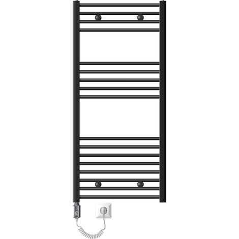 ECD Germany Radiador de Baño Eléctrico 600 x 1200 mm Antracita Recto con Conexión Lateral incl. Varilla Calefactora 1200W Cromo Radiador Calefactor Calentador Secador de Toallas (1/5)