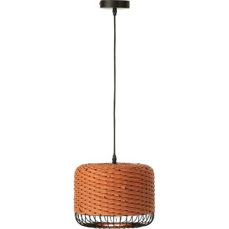 Plafonnier métal orange design moderne ambiance chaleureuse - Orange tressé métal noir (1/5)