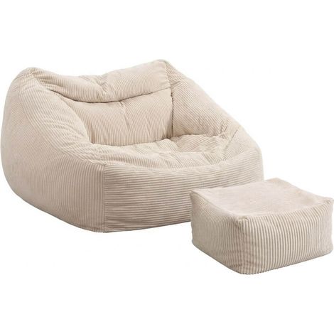 HOME DELUXE - Poltrona a sacco con sgabello COZY Colore: beige (1/5)