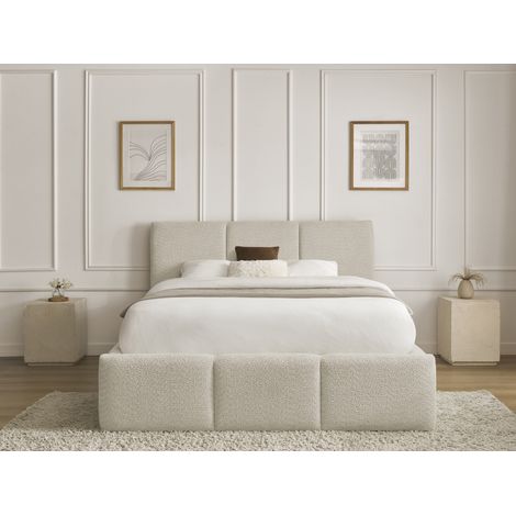BOBOCHIC - Lit coffre ELYA tissu bouclette 160x200 Beige (1/5)