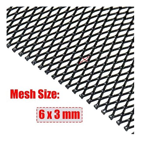 Grille de grille en aluminium, 100 x 33 cm, universelle, grille d'aération pour pare-chocs, trou de 3 x 6 mm+2 Crochets de siège (noir) (1/4)