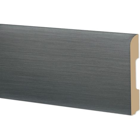 Battiscopa BC Spazzolato in POLIMERI EqualWood HI-TEC 68x10mm Bianco, Alluminio ecc. (prezzo al metro)-ALLUMINIO