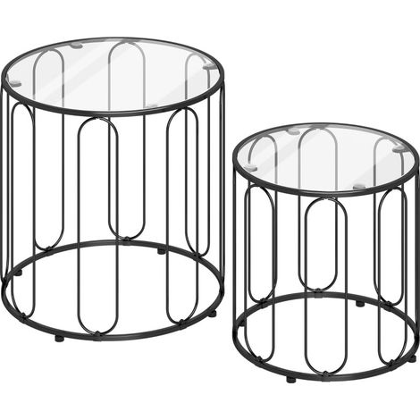 Table d’appoint Zelal gigogne verre métal noir (1/5)
