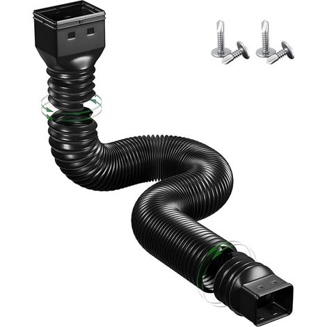 Flexible Gutter Extender, Rain Hose Extension Kit, Retractable Downpipe for Lawns, Cement Floors and Yard (Black) (1/5)