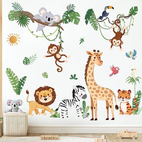 Stickers Muraux Animaux Jungle Vigne Autocollants Muraux Girafe (1/5)