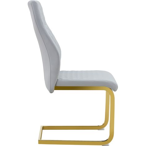 Set 2 sedie da pranzo grigio chiaro con schienale alto e telaio in metallo dorato MODENUIT (1/5)
