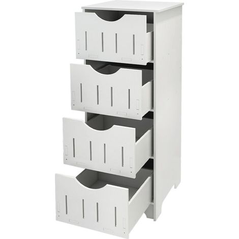 Armoire de salle de bain autoportante avec rangement multicouche en matériau PP 30 x 30 x 82 cm Blanc (1/5)
