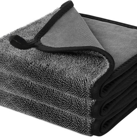 Lot de 3 serviettes de séchage Fast 40 x 60 cm pour cabine de douche et salle de bain (noir)
