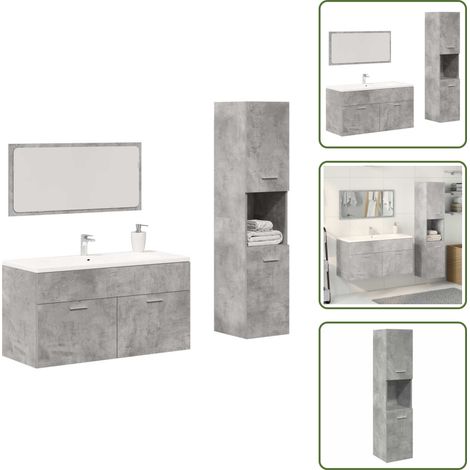 vidaXL Ensemble de meubles de salle de bain 3 pcs gris béton (1/5)