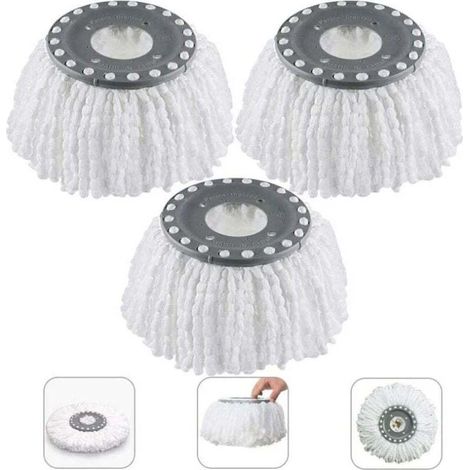 Lot de 3 têtes de recharge pour balai serpillère en microfibre Compatible avec Vileda 2 en 1 Turbo Mop, (1/4)