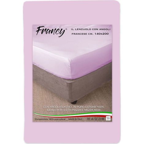 LENZUOLO FRANCY CON ANGOLI ROSA FRANCESE 1 PIAZZA E MEZZA GRANDE MAXI
