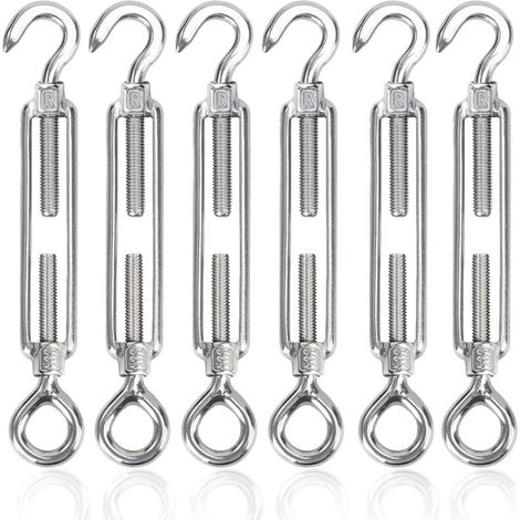 M4 Tendeur Cable 304 Acier Inoxydable Réglable Crochet De Ridoir Et Oeil Tendeur Fil a Linge Tendeurs Elastique avec Crochets Fil Cable Acier De Fer Cloture Et Corde Linge Exterieur 6pcs (1/5)