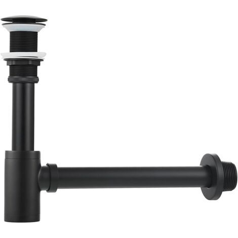Siphon d'évier en acier inoxydable avec bouchon - Siphon universel - Bonde - - Pop-up (kit noir avec trop-plein) (1/5)