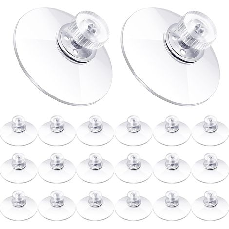 Ersandy – Ventouses en plastique 40 mm – Ventouse en PVC transparent avec écrou à vis – Adhésif puissant pour surfaces lisses – Lot de 20 pièces (1/5)