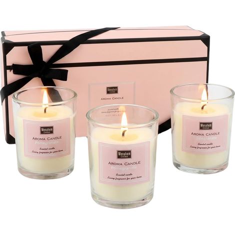 Bougies parfumées lot de 3 cire de soja en verre, fruit, coffret cadeau pour femmes
