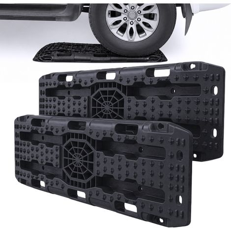 Relaxdays recovery boards, set of 2, plastic, 10 t, off-road aid, sand, mud, HxWxD: 7 x 106 x 30 cm, black