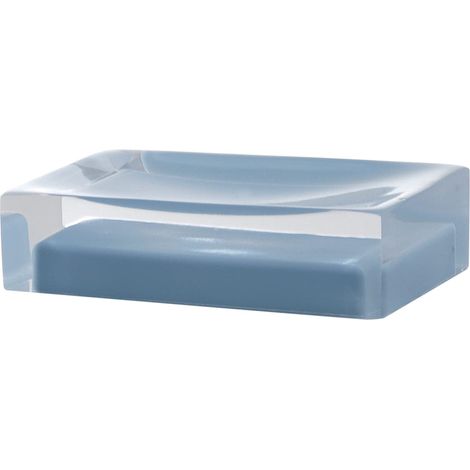 Gedy Auckland Porta saponetta, Misure e Peso: 3X11X7 CM & 0,15 kg, Porta Sapone Solido in Resina Trasparente di Alta qualità, Finitura Celeste, Design R&S, Fatto a Mano, 2 Anni di Garanzia (1/5)