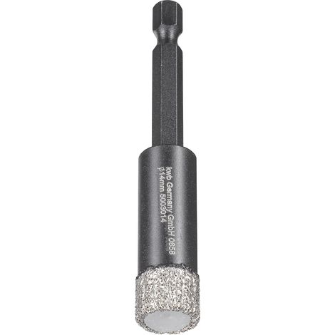 kwb Diamant Fliesen-Loch-Bohrer für Bohrmaschinen, Lochsäge mit E 6.3-Aufnahme, Diamont-Bohrkrone Durchmesser 14 mm (1/5)