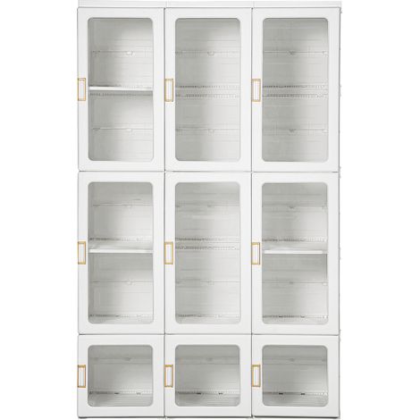 Portable Clothes Wardrobe for Bedroom, Foldable Clothes Organiser with Cube Storage, Hanging Rods, Magnet Doors, White