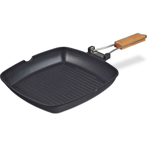 Sartén para parrilla con mango plegable