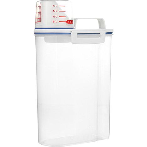 1 Boîte de rangement riz 2KG Transparent avec verseur et doseur pour farine noix céréales cuisine (1/5)