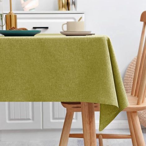 Nappe rectangulaire en lin, 110 x 160 cm. Nappe de haute qualité, résistante aux taches et imperméable, idéale pour les buffets. Caractéristiques : blanc éclatant (1/5)