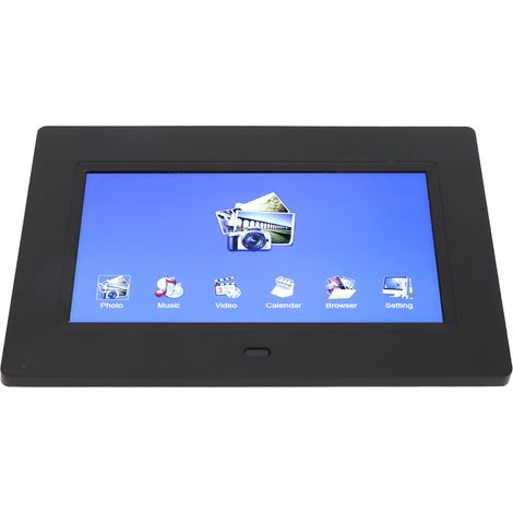 Cadre Photo Numérique 7 Pouces avec Télécommande, Affichage HD 800x480, Cadre Digital Multifonction, Noir, Alimentation 100‑240V (1/5)