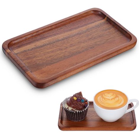 1 Plateau Bois D'acacia, 18,3x10,4cm, Naturel, Pour Thé, Café, Cuisine (1/5)