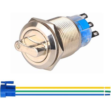 Interrupteur à Bascule Rotatif à Verrouillage avec Deux Positions NO/NC 0-250V Interrupteur de Sélection Rond avec Prise de Fil (1/3)