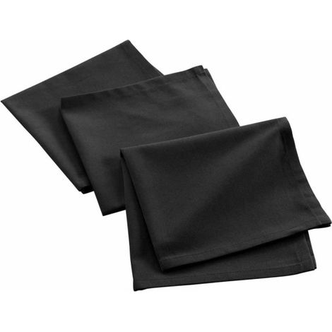 Lot de 3 Serviettes de Table "Mistral" 40x40cm Noir (1/2)