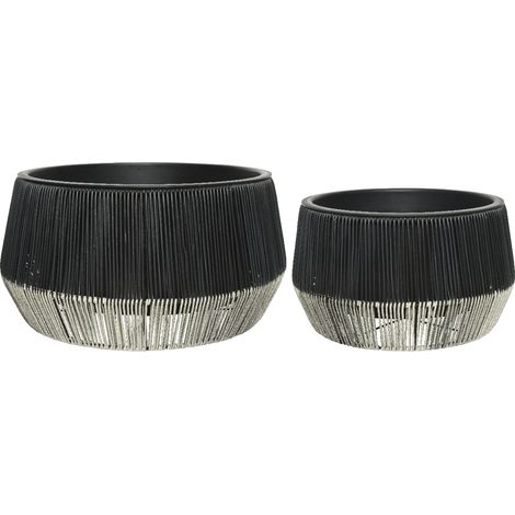Maceteros bajos de mimbre para exterior Ruby D48 cm negro (1/2)