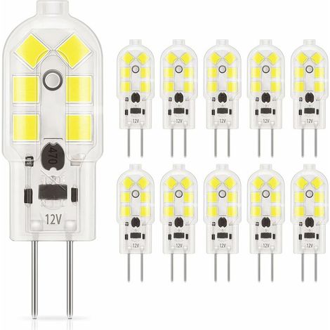 Ampoules LED G4 2 W, équivalent 20 W halogène, non dimmables, pour hotte et moulure (10 unités). Alimentation AC/DC 12 V. (1/4)