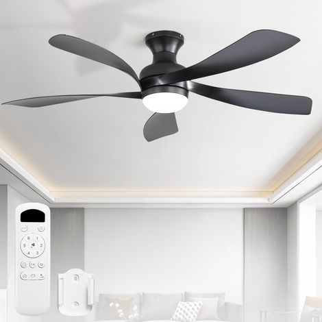 Ventilateur de plafond Sofucor 132 cm avec éclairage et télécommande, 5 pales en ABS, design moderne, discret et silencieux, idéal pour une chambre à coucher - Noir