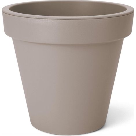 1x Pot de fleurs, plastique, rond, beige, 29 cm, résistant, intérieur extérieur