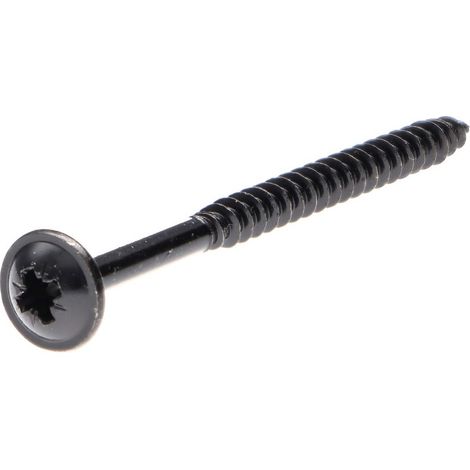 VBA Vis bois agglo Poelier Pozi N°2 4X60 Filetée sur 40 Diamètre de tête: 9 Acier zingué noir-30 pièces (1/2)
