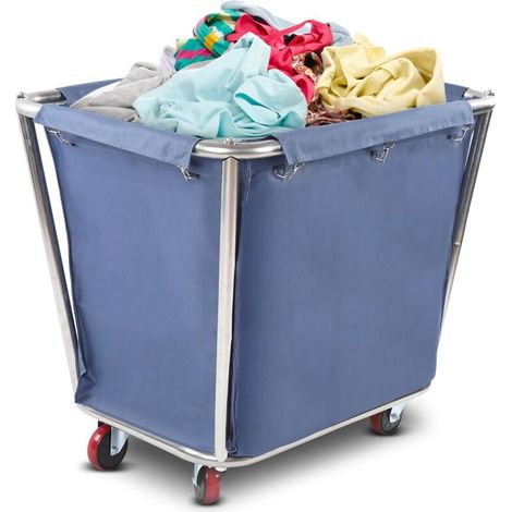 Chariot à Linge, Commercial Robuste en Acier Inoxydable avec Tissu Oxford Résistant à L'usure, Panier Roulant de Grande capacité pour Hôtels, Buanderies avec Roues Flexibles(350L) (1/5)