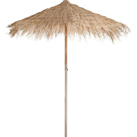 Paris Prix – Parasol droit en paille 290cm – Forme ronde – 90% paille, 8% bois – Pied de parasol vendu séparément – Poids 8,4 kg (1/3)