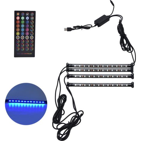 Ruban LED RGBW intérieur voiture avec mode musique, éclairage d'ambiance USB Bluetooth, contrôle par APP et télécommande (1/5)