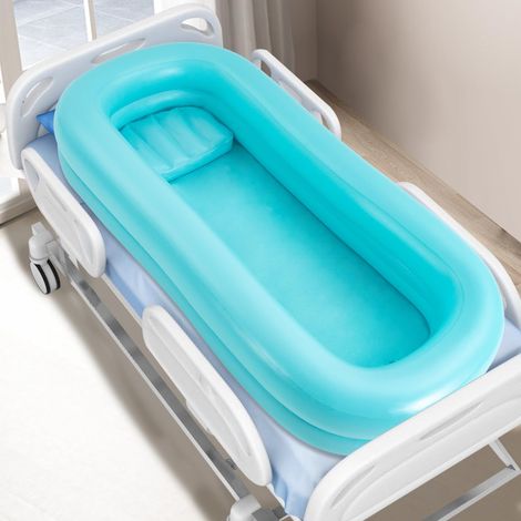 Medizinisches aufblasbares Duschbadewannen-Set, tragbares Duschsystem am Bett mit Pumpe, einfache Badehilfe am Bett für Behinderte/Ältere/Bettlägerige