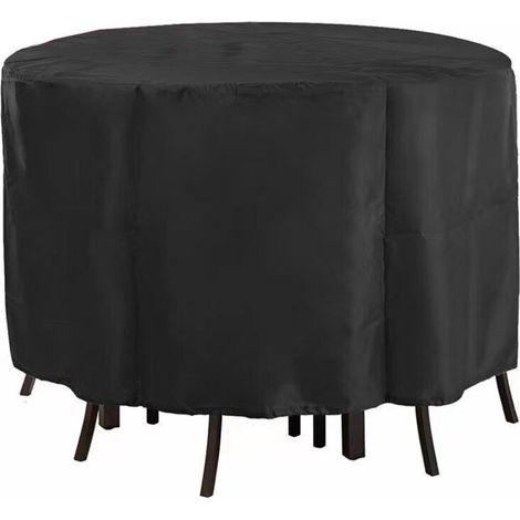 Housse de protection pour table et chaises de bar rondes de 228 cm, housse de protection pour table de bar ronde d'extérieur, housse imperméable pour meubles de patio - 228 x 109 cm, noire (1/4)