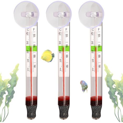 3 Pièces Thermomètre Aquarium Rouge,Thermomètre à Huile De Paraffine En Verre Avec Ventouse,Précis Pour Aquariums Et Terrariums (1/5)