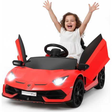 Elektroauto für Kinder Lamborghini – 12V, 2.4G Fernbedienung, Hydrauliktüren – Rot (1/5)